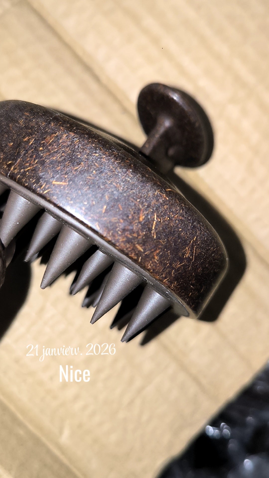 Brosse ronde de massage capillaire en coco recyclé – Stimule la pousse & apaise le cuir chevelu